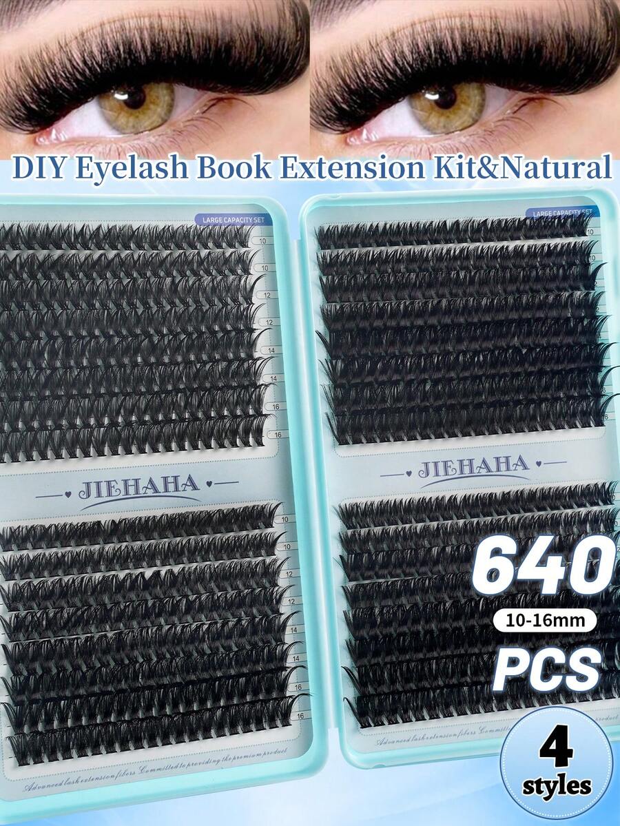 640PCS Personal Eyelash Bundle High Volume 10D-40D/30D+40D+50D+60D/50D+60D+80D+100 10-16mm DIY Eyelash Bundle Extra Thick, Natural Look And Density, Ultra Soft, Ultra Lightweight Reusable Individual Split False Eyelash Eyelash Extension Kit For Use At Home Or In Your Daily Life, Weddings, Appointments, Parties, Music Festivals, And Christmas,Individual Eyelashes,Cluster Lashes,Lashes,640/448/576/570/544/560/240/184/120pcs - 彩色 - 查看 1