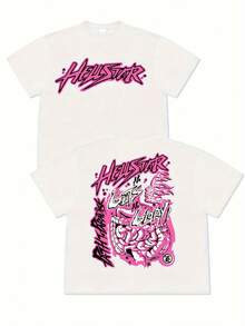 Double-Sided Digital Printed T-Shirt With "" Branding Motif 1Pcs Casual Soft Short Sleeve Pure 100% Cotton 220gsm T - Shirt ,Unisex - trắng - Xem 1