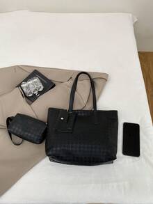 大容量女士通勤包，个性化手提包，2026新款精致小众单肩包，高品质女士包 - 黑色 - 查看 9