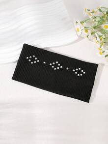 1 件宽纯色水钻菱形头带，复古街头嘻哈风格，别致简约的设计，时尚配饰，女士围巾秋季发带运动发饰女式头巾休闲吸汗带秋季发带冬季度假装女士 - 彩色 - 查看 4