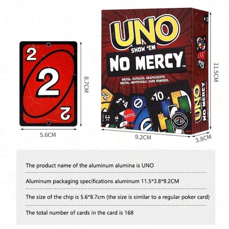 Mattel Official UNO Ruthless Edition Card Game, HWV18 Merciless Version, Includes +10 Wild Cards And Elimination Mechanism, 2-6 Players Party Board Game, Team Building Social Card Game - HWV18 UNO Merciless Series Of Cards - View 4