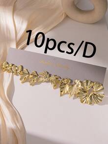 Vintage Thick Gold Tone Earring Set (2-40pcs) - Big Triangle/Heart + Thin Large Sunflower/Leaf + Small Bow/Flower, Suitable For Daily Wear, Autumn/Winter, Party - Gold - View 13