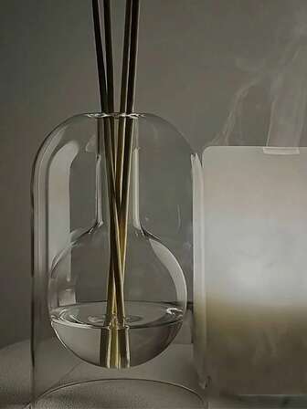 1pc 130ml Minimalist Style Indoor Aromatherapy Diffuser Bottle, Simple Decorative Fragrance Diffuser Bottle, Transparent Glass Essential Oil Bottle With Rattan Sticks, Home Storage Container Bottle, Fragrance Bottle, Glass Vase