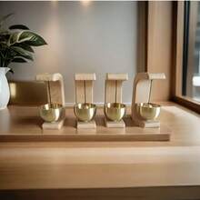1 Piece Elegant Japanese Wooden Wind Chime - Wireless Brass Doorbell With Magnetic Mount, Easy Installation For Home And Commercial, Door And Wall Decorative Hanging Chime Also Comes With Adhesive Stickers - 金色 - 查看 7