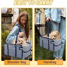 Portable Dog Car Seat For Small Dogs - Pet Booster Seat With Safety Leash, Adjustable Straps, Washable Cushion &Amp; Storage Pocket - Center Console Puppy Car Seat For Travel - Black