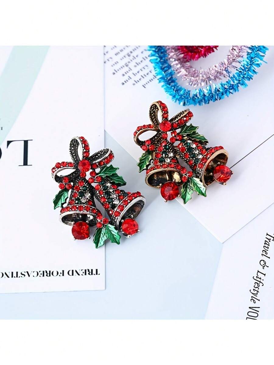 Christmas Suit Brooch, Creative Gift Bowknot Elegant Lapel Pin, Vintage Bell Christmas Brooch Wish Home Decor Christmas Decorations Room Decor