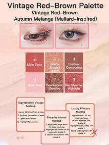 Essence 6-Color Matte Eyeshadow Palette, Fine Powder, Suitable For Women (Bordeaux Red/Modern Aesthetic) - Naked Land - View 3