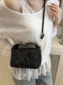 2025新款法式高端编织女士手提包，西式饺子包，小众质感通勤包，多功能托特包 - 黑色 - 查看 9