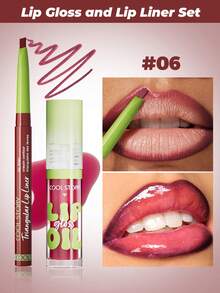 Lip Liner & Lip Oil Combo - Waterproof & Smudge-Proof Lip Liner, Moisturizing Lip Oil, Defines Contours & Nourishes Lips, Matte & Glossy Finish For 3D Lips