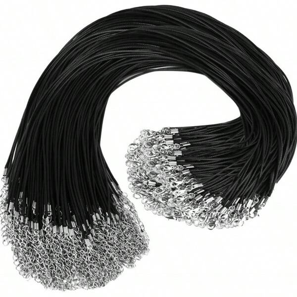 100Pcs 50cm Black Necklace Cords For Jewelry Making With Lobster Clasp Adjustable String For Bracelets And Pendants DIY Craft Supplies