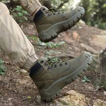 5.AA Men's Desert Jungle Hiking Boots, Zipper Tactical Boots, Lightweight Non-Slip High Top Boots For Mountaineering Hunting Exploration - Army Green - View 11