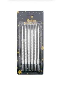 Velas Para Pastel Efecto Metalizado, Set De 8 Piezas, 5 Paq - Plateado - Ver 2