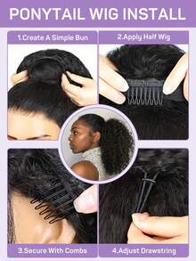 OQ Hair 3 IN 1 HALF WIG Seamless Flip Over Wig Kinky Curly Human Hair No Glue No Lace Wig Half Wig 180% Density 14-16 Bob Inch 18-28 Inch Long Hair Natural Black Travel Essential Beginner Friendly Frontal Human Hair Real Human Hair Wigs Wear And Go Glueless Wig Human Hair Free Gifts Free Shipping Halloween Costumes Human Hair Wigs Halloween Travel Essentials Y2K Turn Up Baddie Holiday Vacation For Women - S1 - View 11