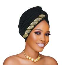1件亮片派对帽头巾，非洲传统帽，南美帽，西瓜帽，节日帽，镶钻帽，休闲帽，适合派对、节日、送礼，也可作睡帽或睡帽。 - 彩色 - 查看 7