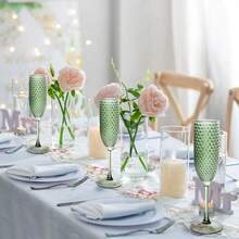 Green Plastic Champagne Flutes Diamond Crystal Glasses Vintage Goblet Unbreakable Wedding Toasting Cups Wine Drinking Glasses For Bridal Shower - màu xanh lá - Xem 8