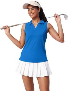 Women's Sleeveless Golf Shirts UPF 50+ Quickly Dry Tennis Polo Lightweight Sports Athletic Tank Tops - Hồ Xanh - Xem 4