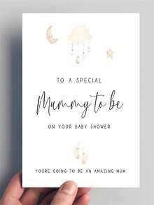 1 张迷人的“准妈妈”迎婴派对卡片 - “致特别的准妈妈”，带有月亮和星星设计，非常适合宣布怀孕和庆祝新生儿出生，孕妇礼物创意，新生儿礼物 | 异想天开的设计 | 优雅的字体，送给妈妈的迎婴派对礼物 - 彩色 - 查看 8