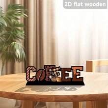 コーヒー豆とベーキング要素、モダンでミニマリストなテーブルトップの装飾を特徴とする、素朴なスタイルの平らな木製のコーヒーロゴ - チョコレート - チェックする 3