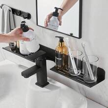 Estante de Pared del Bao, Organizador Bao Sin Taladros, Estantera de bao de Acero Inoxidable, Carga18 KG con Pegamento Adhesivo para Inodoro, Cocina, Hotel 60cm - 60 centímetros - Ver 1