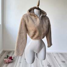 Women Faux Fur Coats - Camel - View 2