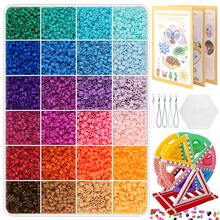 10,000 件保险丝珠套件，24 色盒装，各种图案参考说明，钥匙扣环，方形钉板，生日、毕业典礼、情人节、万圣节派对礼物，2.6 毫米多色保险丝珠补充包