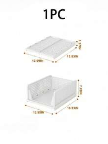 Phyllia 4 件装衣柜收纳整理箱，可堆叠塑料折叠抽屉篮，适用于厨房橱柜、食品储藏室、办公室、卧室、浴室，白色。可收纳衣柜内各种物品，也可将轻便物品存放于多个位置。可堆叠塑料收纳篮，可折叠衣柜整理箱，4 件装抽屉架收纳盒，适用于衣柜、厨房、浴室、办公室、宿舍，白色。