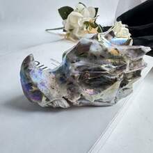 1pc Sphalerite Dragon Head Carving/Skull/Square - Handcrafted Iridescent Multicolor Ornament, Unique Birthday Gift For Women, Home & Office Desk Decor, Collectible Art, Dragon Decor, Office Decoration, Mythical Decor, Iridescent Finish, Intricate Detailing, Fantasy Decor, Highquality Ornament, Fantasy Sculpture, Fantasy Lovers-Christmas And Halloween Gifts - 彩色 - 查看 13