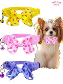 1/3 件可爱泡泡花蝴蝶结宠物狗猫项圈，帮助主人打扮宠物 - 彩色 - 查看 1