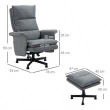HOMCOM Swivel Recliner Chair And Footstool  Massage Recliner Armchair With Remote  Timer And Steel Base Grey - Grey1 - View 3