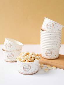 10个“嘿，宝贝”图案纸碗，爆米花碗，婴儿派对主题纸碗，冰淇淋碗，婴儿派对用品，糖果碗，一次性餐具，零食碗，男孩或女孩派对礼物，一次性食品容器，饼干烘焙碗，性别揭晓派对用品，一周岁生日派对用品，节日派对用品，厨房装饰 - 嬰兒 - 查看 3