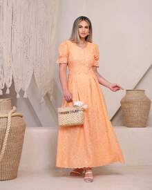Elegant Women's Dress Simple Embroidery Button Women's All - 3D鮭魚 - 查看 1