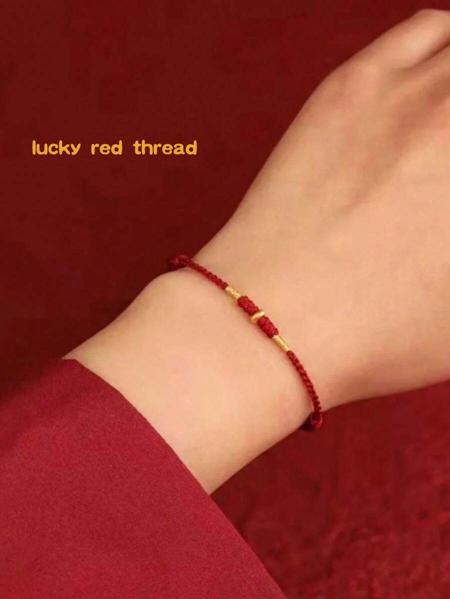 1 件红绳编织护身符祝福手链，幸运珠手链，适合男女、情侣、家人、朋友，适合日常佩戴