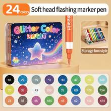 1pc Glitter Marker Pens 24/36/48/60 Colors, High-Quality Pigment Markers For Sketching, Coloring, Waterproof And Smudge-Proof, Art Supplies