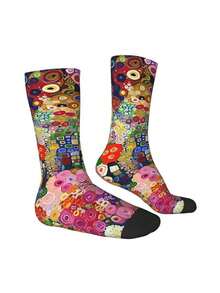 1pair Fantasy Polka Dot Pattern Printing Socks Men's 360-Degree 3D Printing Socks Digital Customized Printing Socks Medium Socks