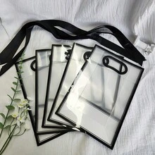 1/4/12pcs Transparent Gift Bags With Ribbons, Suitable For Baby Shower, Graduation, Wedding, Bridal Party, Birthday Party, Business Occasions, With Cut-Out Handles, Reusable PP Material, 7x10x3.15 Inches (Black) - Black - View 7