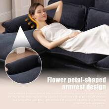 U Shaped Cloud Couch, 110" Chenille Comfy 4 Seat Sectional Couches For Living Room, Modular Sofa Sleeper With Double Chaise & Memory Foam For Apartment - 黑色 - 查看 6