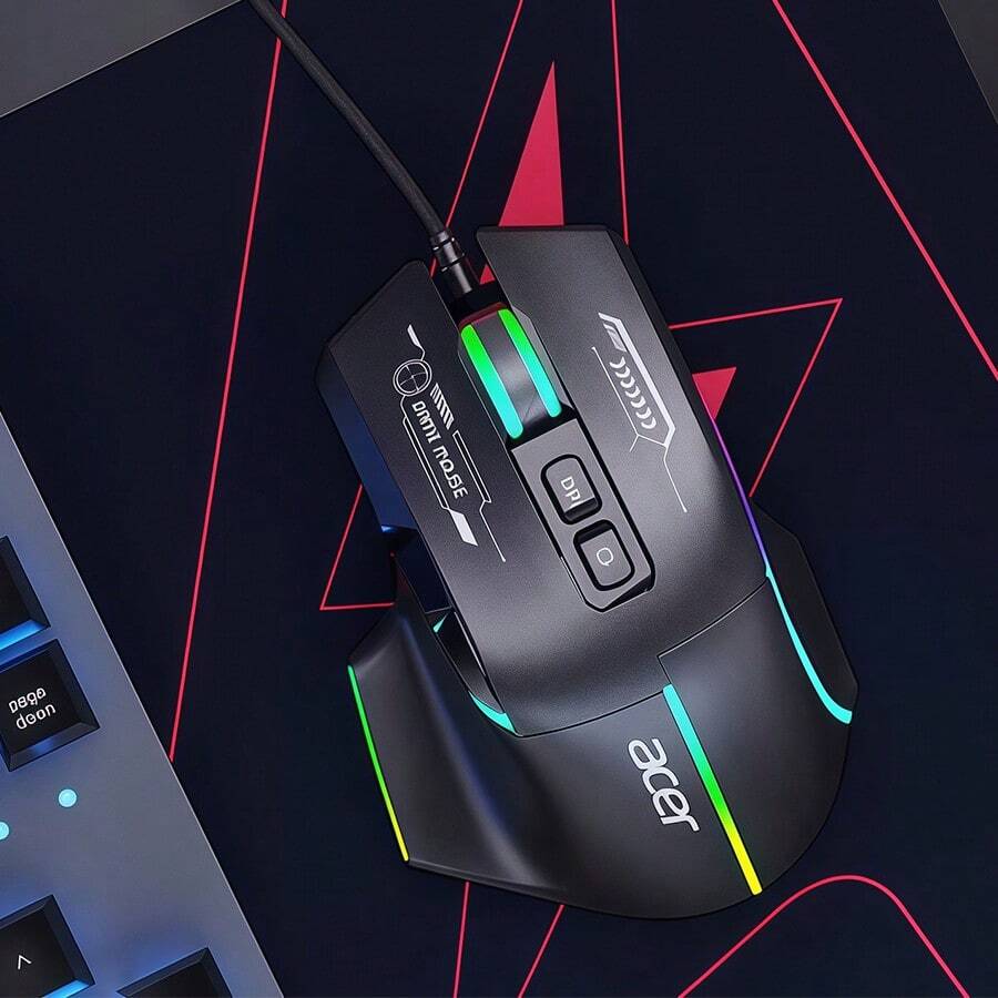 Acer OMW950電競遊戲滑鼠 機械巨集程式自訂 CF吃雞專用 高精準可調DPI 適用於桌上型電腦筆記型電腦 黑色靜音有線 - 黑色靜音有線 - 查看 1