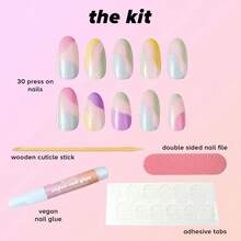 Pastel Dreams 30-Nail Almond Set – Stay Press'd 5-Second Press-On Mani, Soft Gradient Hues, Chip-Proof Shine