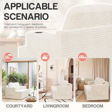 Furniwell 67" Loveseat Couch, Modern Corduroy Sofa, Comfy Cloud Couch With Wide Armrests And Dual Cup Holders For Living Rooms And Apartment - 白色 - 查看 4