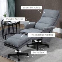 HOMCOM Swivel Recliner Chair And Footstool  Massage Recliner Armchair With Remote  Timer And Steel Base Grey - Grey1 - View 6