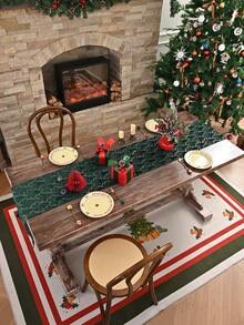 1pc Red Glitter Christmas Tree Table Runner, Solid Color Rectangular Decorative Table Runner, Suitable For Home Decor Like Dining Table, TV Stand, Coffee Table, White, Green, Christmas Decor, Christmas Gifts