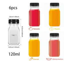 6pcs Reusable Plastic Juice Bottles, Transparent Large Capacity Beverage Containers With Black Lids, Suitable For Juice, Milkshake, Tea, Milk, Fruit & Vegetable Juice, Smoothie, Water And Other Drinks, Refrigeration Storage - Multicolor - View 24