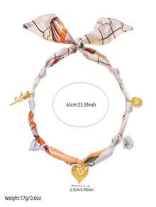 1 Peça Lenço de Seda Estiloso e Boêmio, Colar Feminino, Pingente Multielemental Banhado a Ouro em Aço Inoxidável Resistente à Descoloração, Acessório Adequado para Todas as Estações, Uso Festivo ou Diário, Presente de Natal