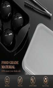Whiskey Ice Ball Maker With Lid And Bin, 19" Round Ice Cube Trays For Freezer, Large Sphere Whisky Ices Cubes Tray Circle With Bucket&Amp;Tong, Cocktail Bourbon Brandy Scotch(Black-6 Balls*2 Pack) - 顏色A - 查看 6