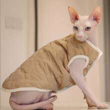 Dog Quilted Vest Jacket Contrast Color Warm Cat Coat Winter Clothes For Cold Weather Pet Apparel For Small Dogs - Gold - View 2