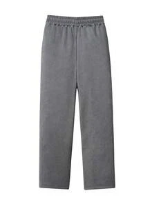 Women's Plus Size Fleece Lined Straight Leg Sweatpants, Warm And Comfortable Casual Pants For Winter