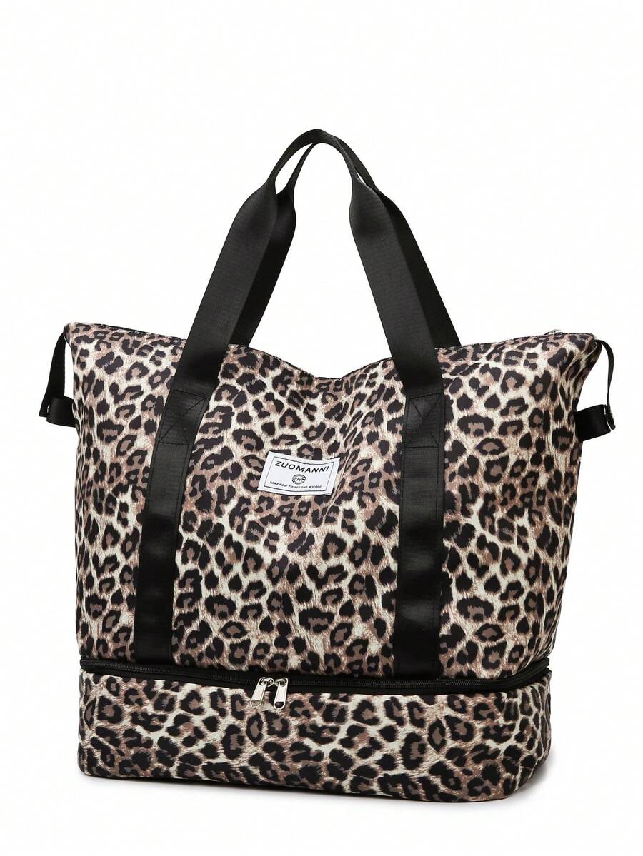 牛纹防水旅行袋，可折叠手提袋，大容量瑜伽袋，适用于飞机、购物、健身房、游泳