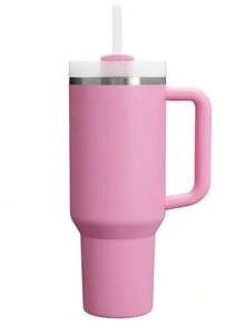 1pc,40 Oz H2.0 Cup, 40oz Cup Stainless Steel Vacuum Insulated Tumbler With Lid And Straw For Water, Iced Tea Or Coffee, Smoothie And More, 40oz Reusable Double Walled Vacuum Insulated Stainless Steel Water Bottle With Handle For Outdoor Activities, Camping