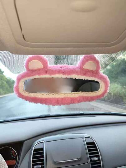 1pc Car Mirror Cover, Little Bear Car Mirror Cover,Plush Car Rearview Mirror Cover,Creative Cute Car Rearview Mirror Cover, Cartoon Sedan Reverse Mirror Car Interior Decor,Car Decor,Car Accessories