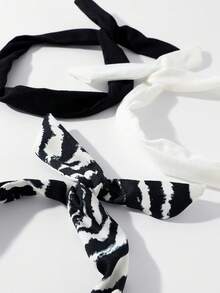 3 件套女士时尚休闲百搭纯色和斑马纹扭纹头带配饰女士围巾秋季发带运动发饰秋季女士头巾瑜伽吸汗带健身发带跑步冬季度假装女士 - 彩色 - 查看 3